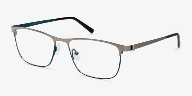 Pinion Gunmetal MetalEyeglass Frames from EyeBuyDirect, Angle View