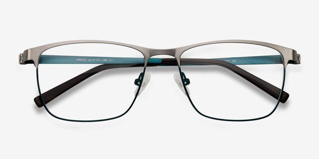 Pinion Gunmetal MetalEyeglass Frames from EyeBuyDirect, Closed View