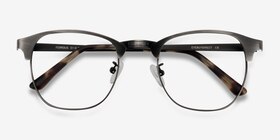 Ferrous Gunmetal Métal Montures de lunettes de vue d'EyeBuyDirect, Vue Rapprochée