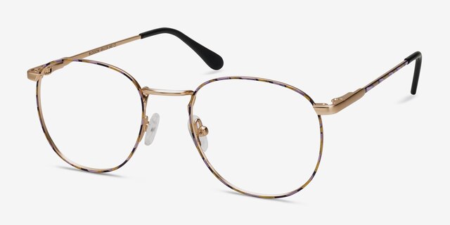 Blossom Floral Golden MétalMontures de lunettes de vue d'EyeBuyDirect, Vue d'Angle