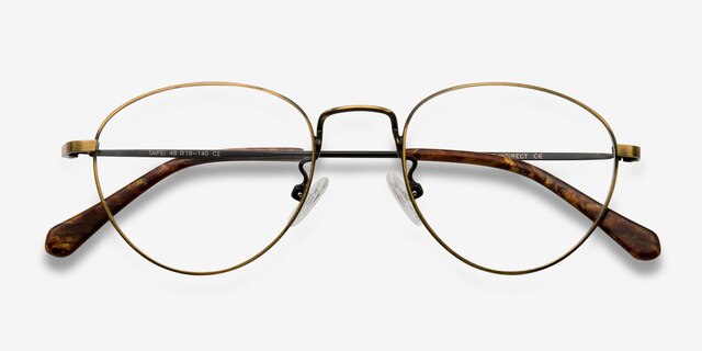 Taipei Bronze MetalEyeglass Frames from EyeBuyDirect, Closed View