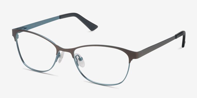 Sabrina Brown Blue MetalEyeglass Frames from EyeBuyDirect, Angle View