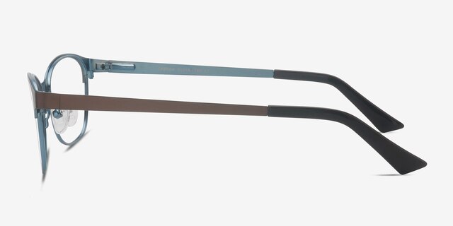Sabrina Brown Blue MetalEyeglass Frames from EyeBuyDirect, Side View