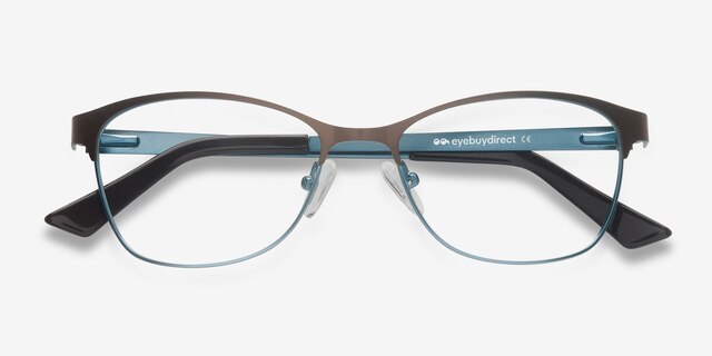 Sabrina Brown Blue MetalEyeglass Frames from EyeBuyDirect, Closed View