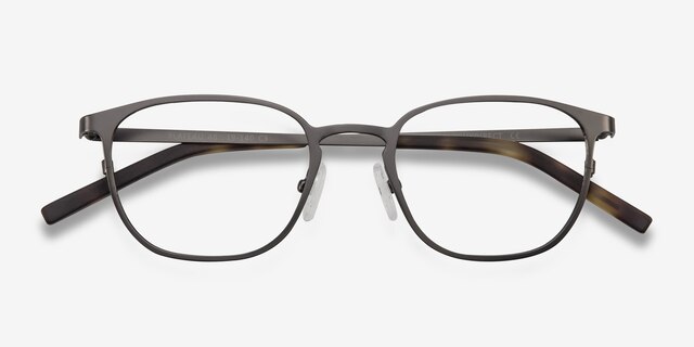 Plateau Gunmetal MétalMontures de lunettes de vue d'EyeBuyDirect, Vue Rapprochée