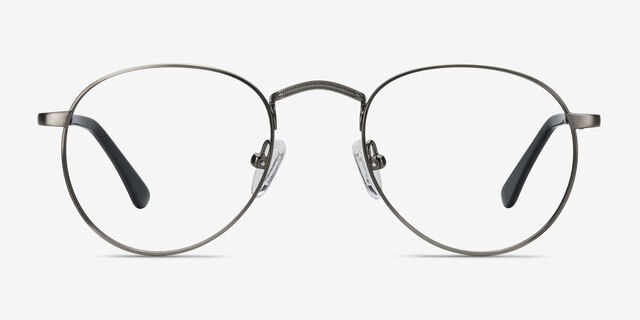 Pensive Gunmetal MetalEyeglass Frames from EyeBuyDirect, Front View