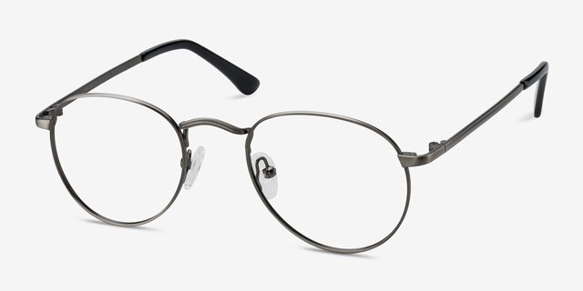 Pensive Gunmetal MetalEyeglass Frames from EyeBuyDirect, Angle View