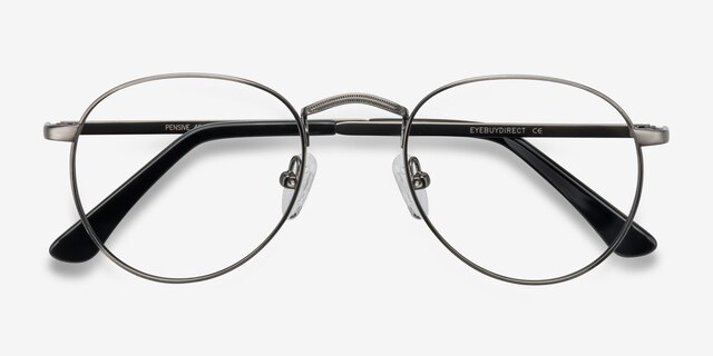 Pensive Gunmetal MetalEyeglass Frames from EyeBuyDirect, Closed View