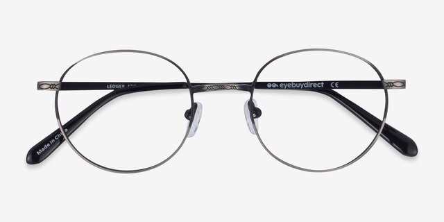 Ledger Silver MetalEyeglass Frames from EyeBuyDirect, Closed View
