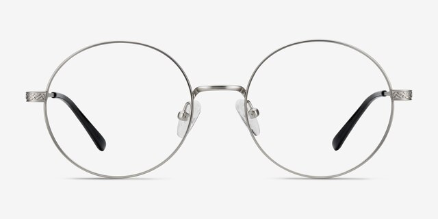 Inscription Silver MetalEyeglass Frames from EyeBuyDirect, Front View