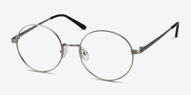 Inscription Silver MetalEyeglass Frames from EyeBuyDirect, Angle View