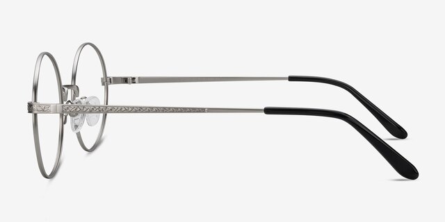 Inscription Silver MetalEyeglass Frames from EyeBuyDirect, Side View