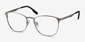 Ember Silver Metal Eyeglass Frames from EyeBuyDirect, Angle View