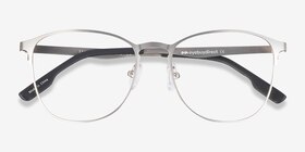 Ember Silver Metal Eyeglass Frames from EyeBuyDirect, Closed View