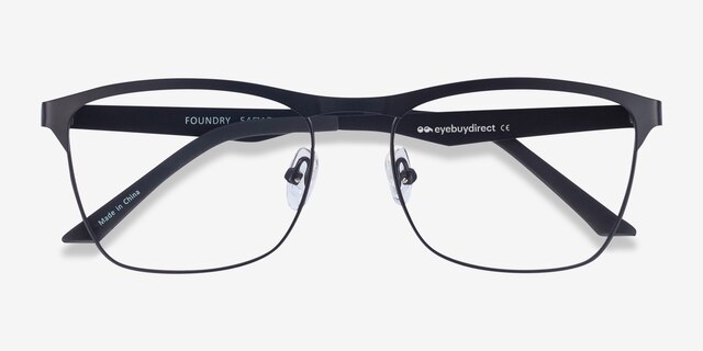 Foundry Black MetalEyeglass Frames from EyeBuyDirect, Closed View