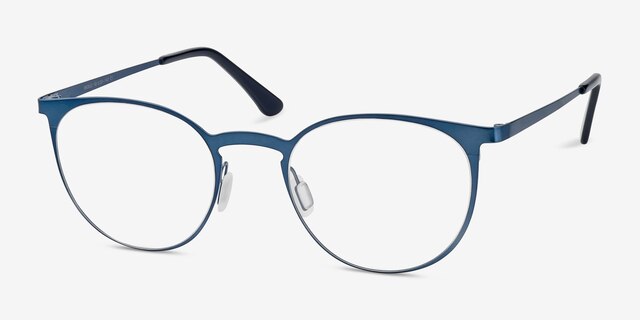 Radius Bleu MétalMontures de lunettes de vue d'EyeBuyDirect, Vue d'Angle