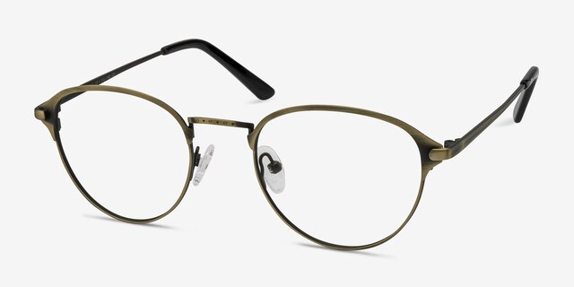 Wrap Bronze MetalEyeglass Frames from EyeBuyDirect, Angle View