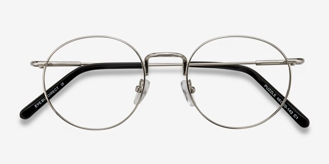 Puzzle Silver MetalEyeglass Frames from EyeBuyDirect, Closed View