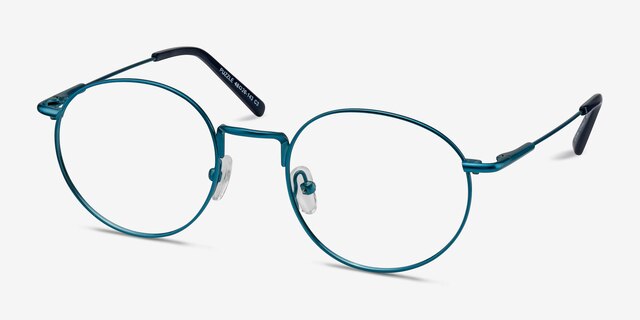 Puzzle Blue MetalEyeglass Frames from EyeBuyDirect, Angle View