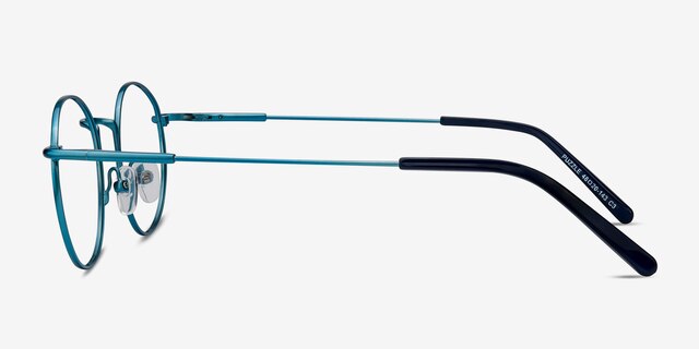 Puzzle Blue MetalEyeglass Frames from EyeBuyDirect, Side View