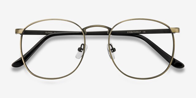 Closer Bronze MetalEyeglass Frames from EyeBuyDirect, Closed View