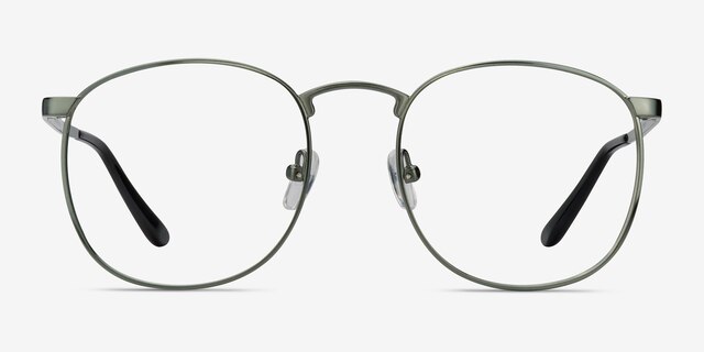 Closer Matte Blue MetalEyeglass Frames from EyeBuyDirect, Front View