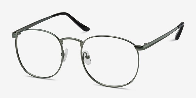 Closer Matte Blue MetalEyeglass Frames from EyeBuyDirect, Angle View