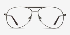 Discover Gunmetal Métal Montures de lunettes de vue d'EyeBuyDirect, Vue de Face