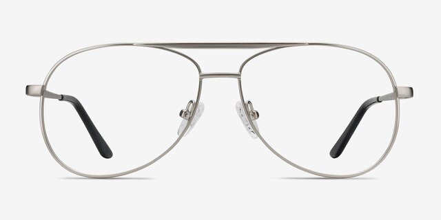 Discover Matte Silver MétalMontures de lunettes de vue d'EyeBuyDirect, Vue de Face