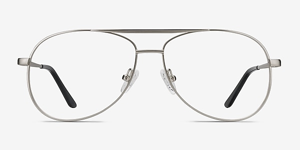 Discover Matte Silver Metal Eyeglass Frames