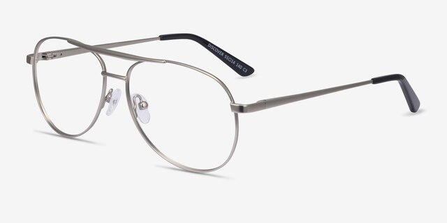 Discover Matte Silver MétalMontures de lunettes de vue d'EyeBuyDirect, Vue d'Angle