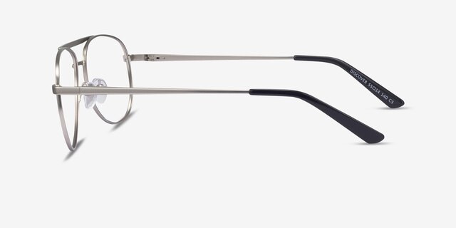 Discover Matte Silver MétalMontures de lunettes de vue d'EyeBuyDirect, Vue de Côté