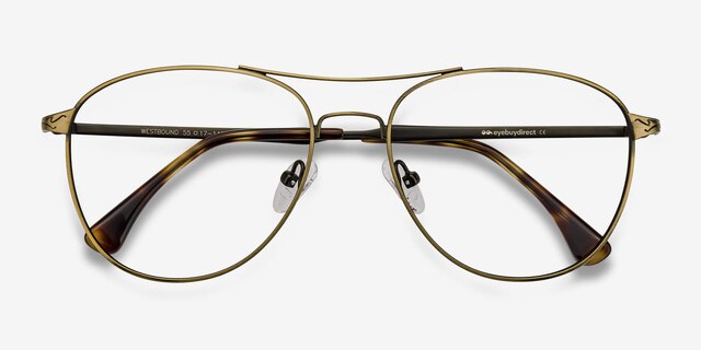 Westbound Bronze MetalEyeglass Frames from EyeBuyDirect, Closed View