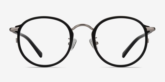 Carnival Matte Black Acetate-metalMontures de lunettes de vue d'EyeBuyDirect, Vue de Face