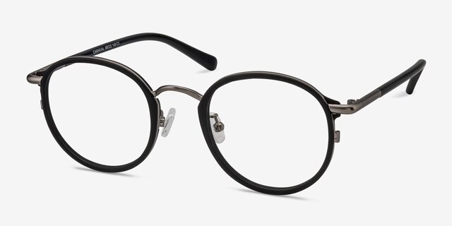 Carnival Matte Black Acetate-metalMontures de lunettes de vue d'EyeBuyDirect, Vue d'Angle