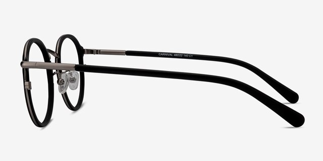 Carnival Matte Black Acetate-metalMontures de lunettes de vue d'EyeBuyDirect, Vue de Côté