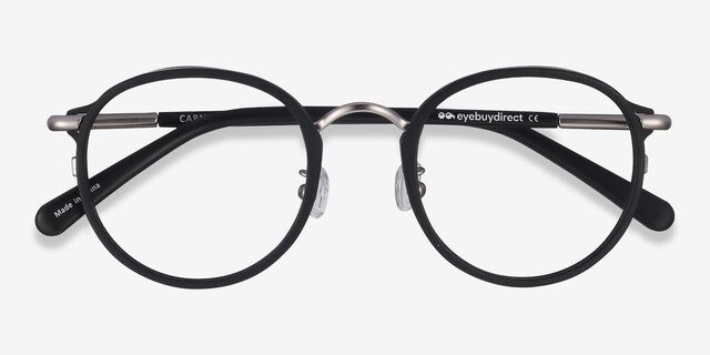 Carnival Matte Black Acetate-metalMontures de lunettes de vue d'EyeBuyDirect, Vue Rapprochée