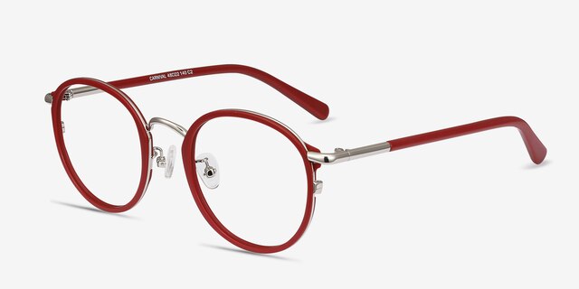 Carnival Matte Red Acetate-metalMontures de lunettes de vue d'EyeBuyDirect, Vue d'Angle