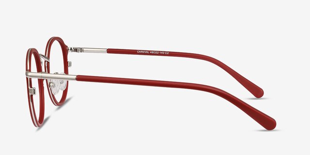 Carnival Matte Red Acetate-metalMontures de lunettes de vue d'EyeBuyDirect, Vue de Côté