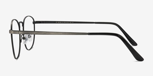 St Michel Gunmetal MetalEyeglass Frames from EyeBuyDirect, Side View