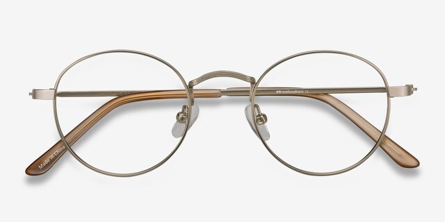 Cupertino Silver MetalEyeglass Frames from EyeBuyDirect, Closed View