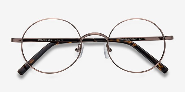 Socrates Brown Tortoise MétalMontures de lunettes de vue d'EyeBuyDirect, Vue Rapprochée
