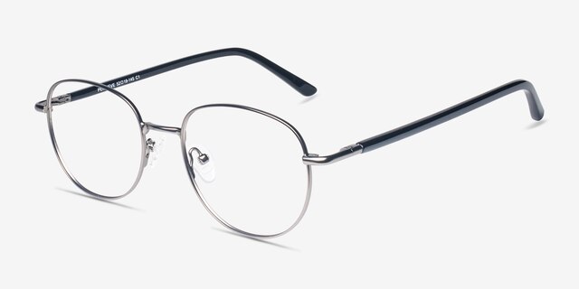 Pensieve Gunmetal MetalEyeglass Frames from EyeBuyDirect, Angle View