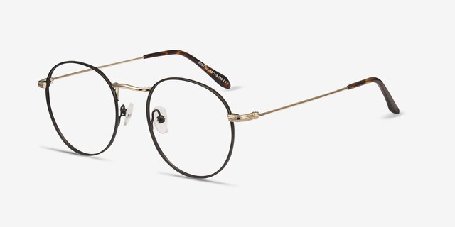 Wistful Black MetalEyeglass Frames from EyeBuyDirect, Angle View