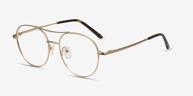 Cassini Golden MetalEyeglass Frames from EyeBuyDirect, Angle View