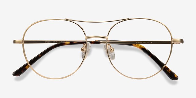 Cassini Golden MetalEyeglass Frames from EyeBuyDirect, Closed View