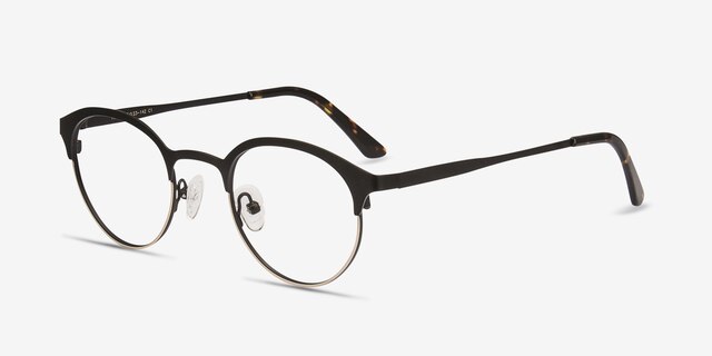 Fixate Black Golden MetalEyeglass Frames from EyeBuyDirect, Angle View