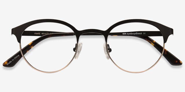 Fixate Black Golden MetalEyeglass Frames from EyeBuyDirect, Closed View