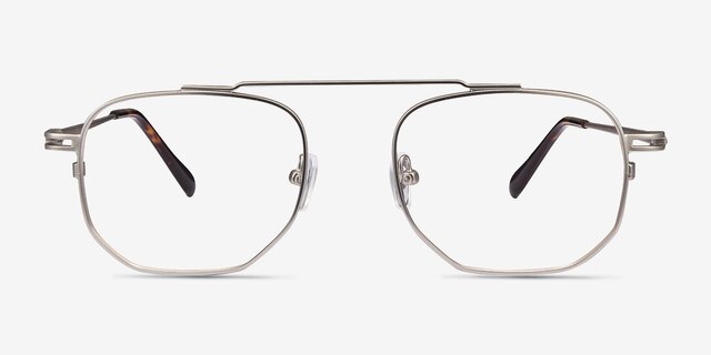 Cordon Matte Silver MetalEyeglass Frames from EyeBuyDirect, Front View