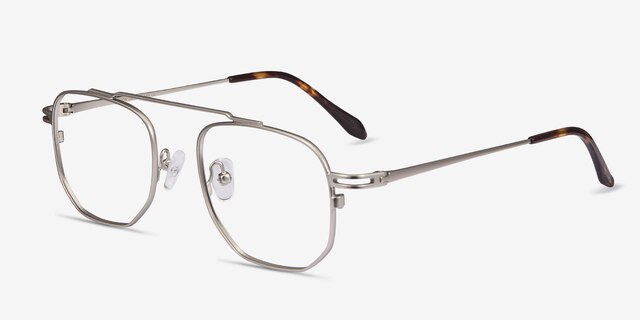 Cordon Matte Silver MetalEyeglass Frames from EyeBuyDirect, Angle View